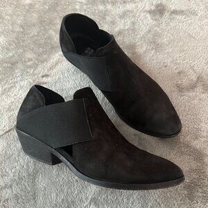 Eileen Fisher Black Leather Suede Ankle Boots Booties Women's 6.5